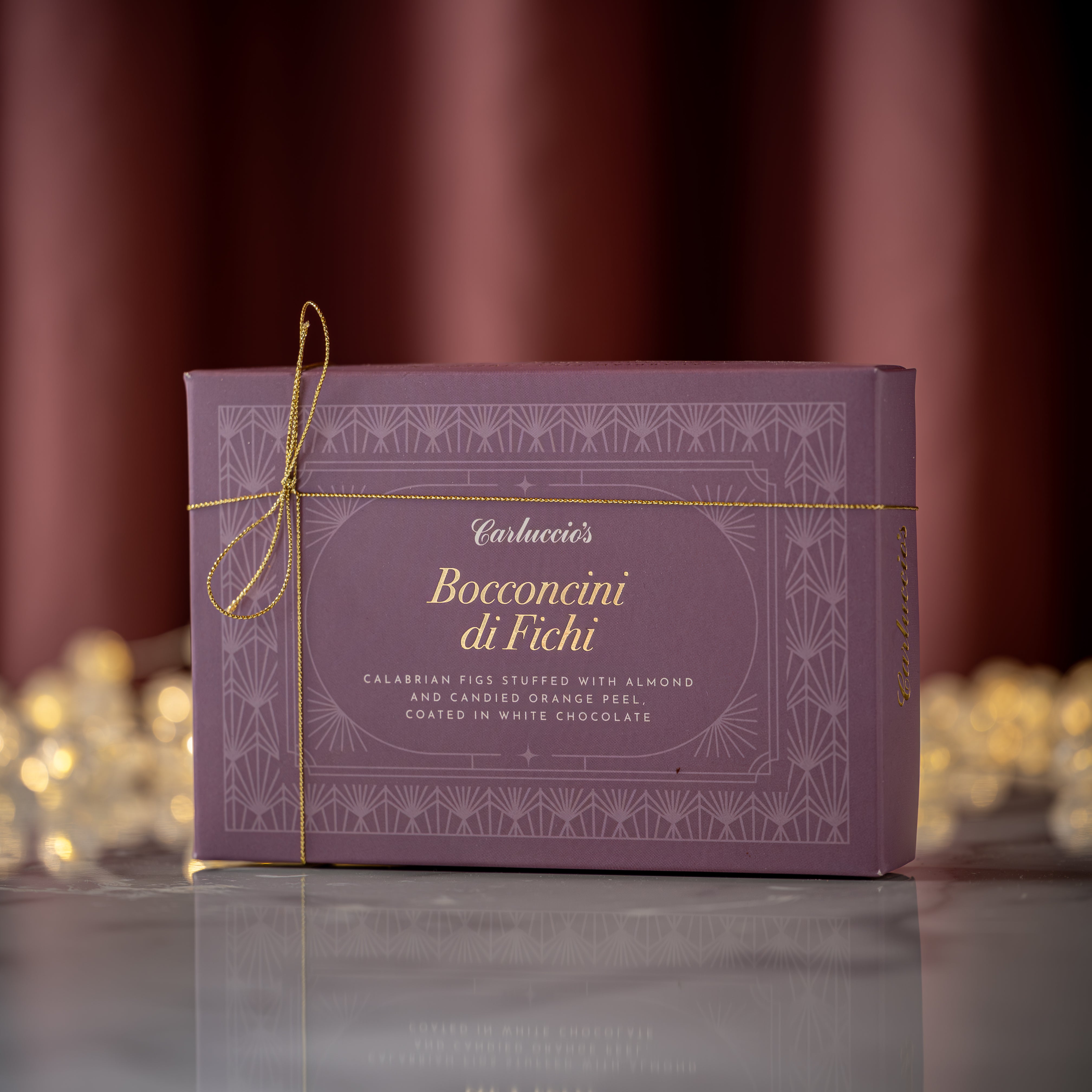 Bocconcini di Fichi - Calabrian Figs Stuffed with Almond and Candied Orange Peel, Coated in White Chocolate, 200g