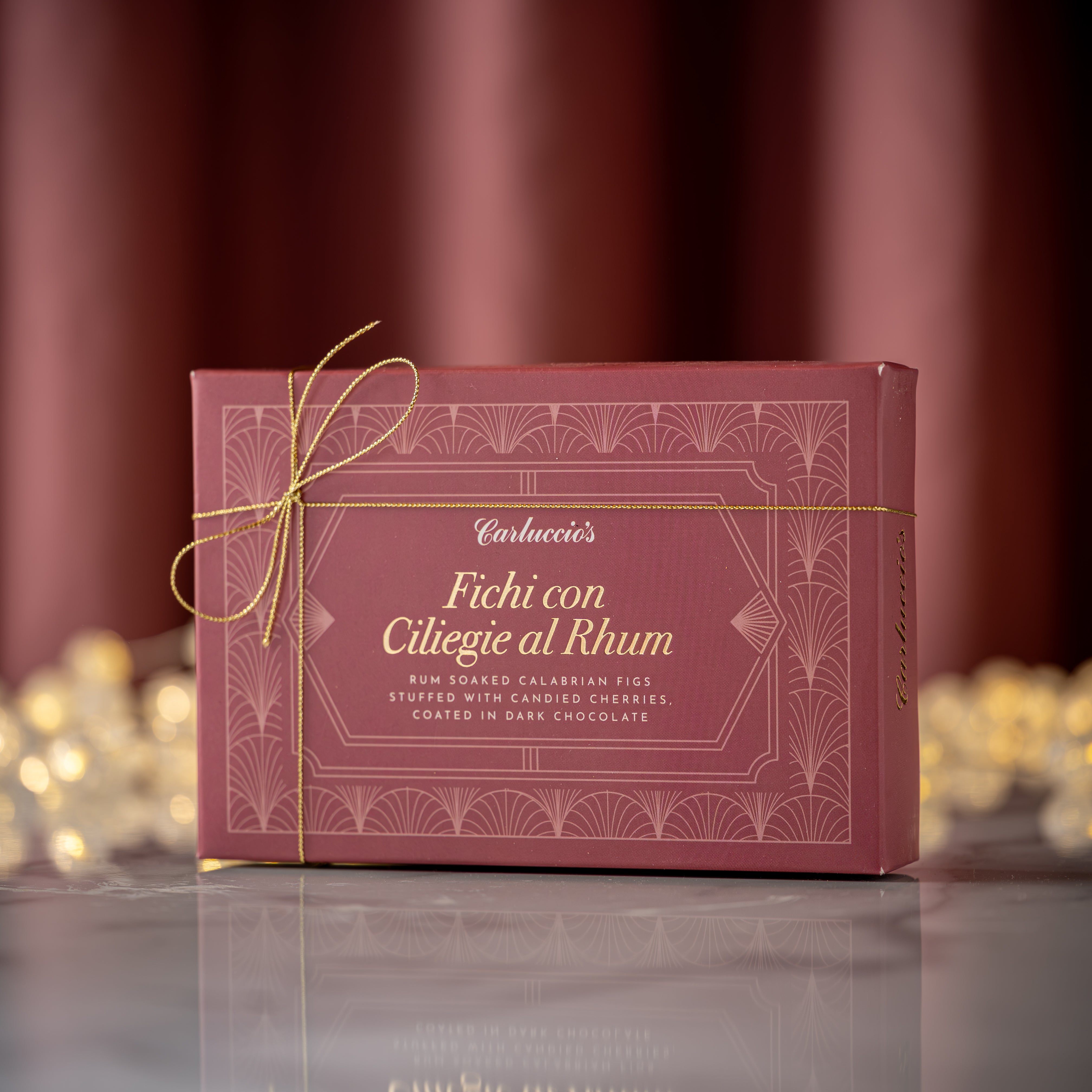 Fichi con Ciliegie al Rhum - Rum soaked  Calabrian figs stuffed with cherries, coated in dark chocolate, 200g