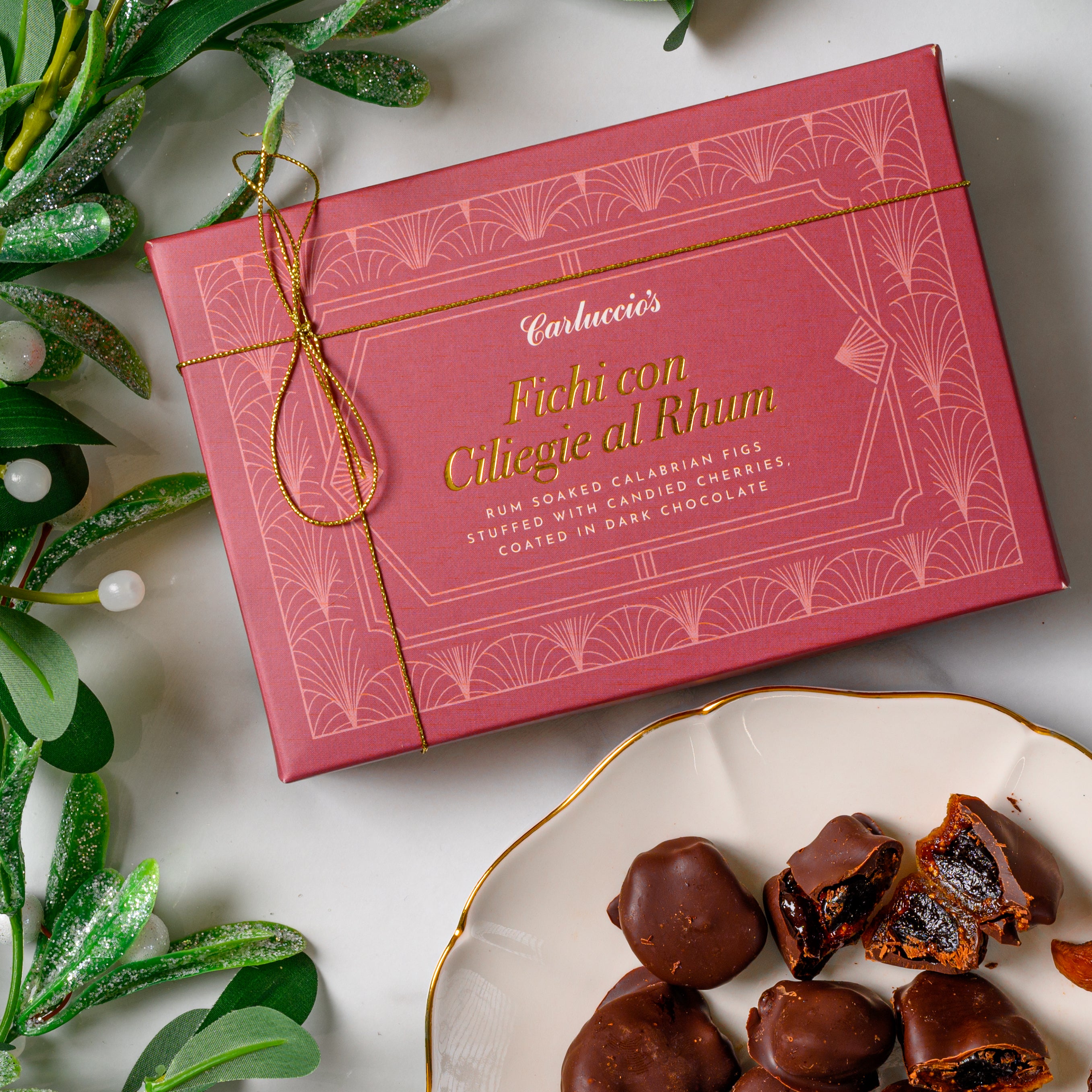 Fichi con Ciliegie al Rhum - Rum soaked  Calabrian figs stuffed with cherries, coated in dark chocolate, 200g