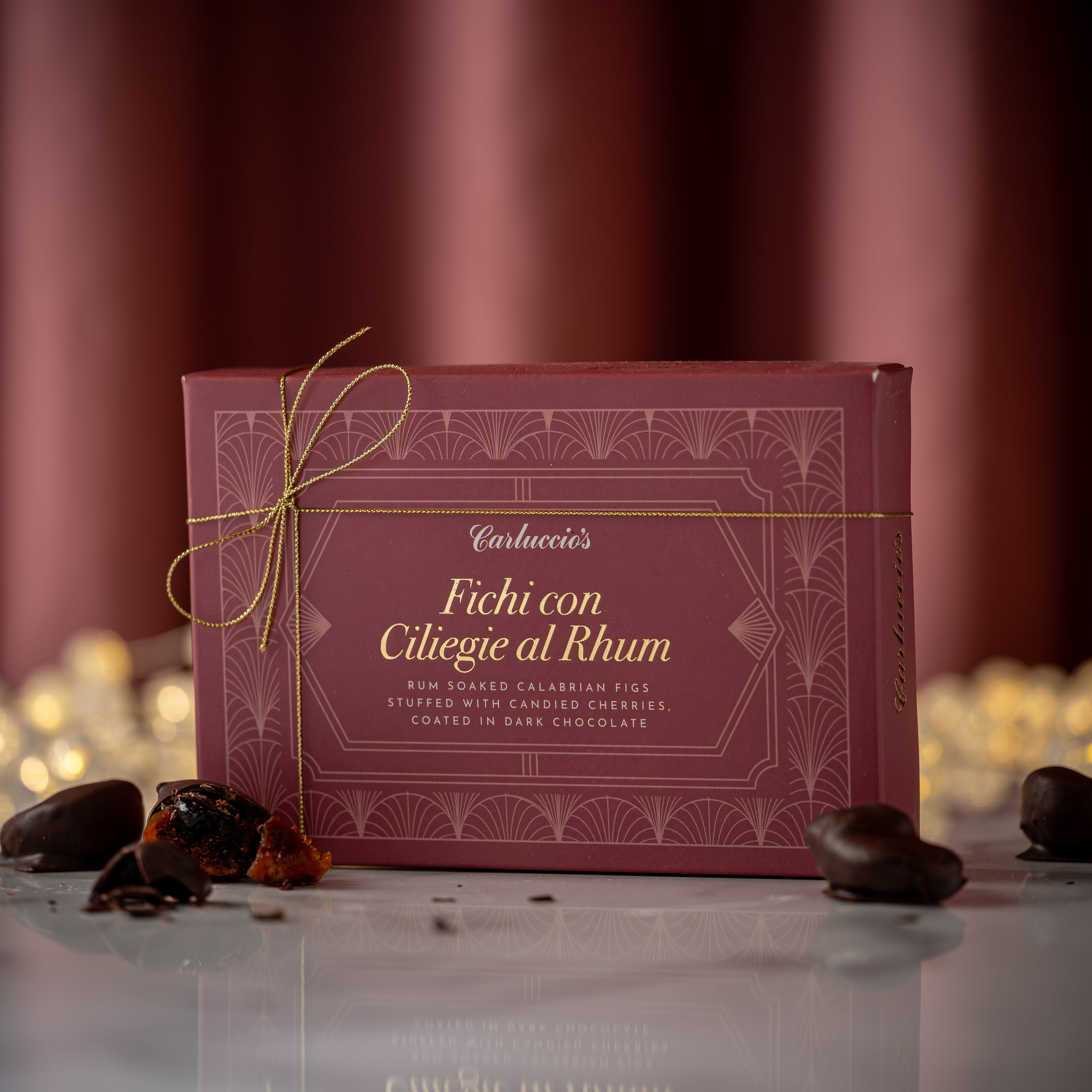 Fichi con Ciliegie al Rhum - Rum soaked figs stuffed with cherries, coated in dark chocolate, 200g