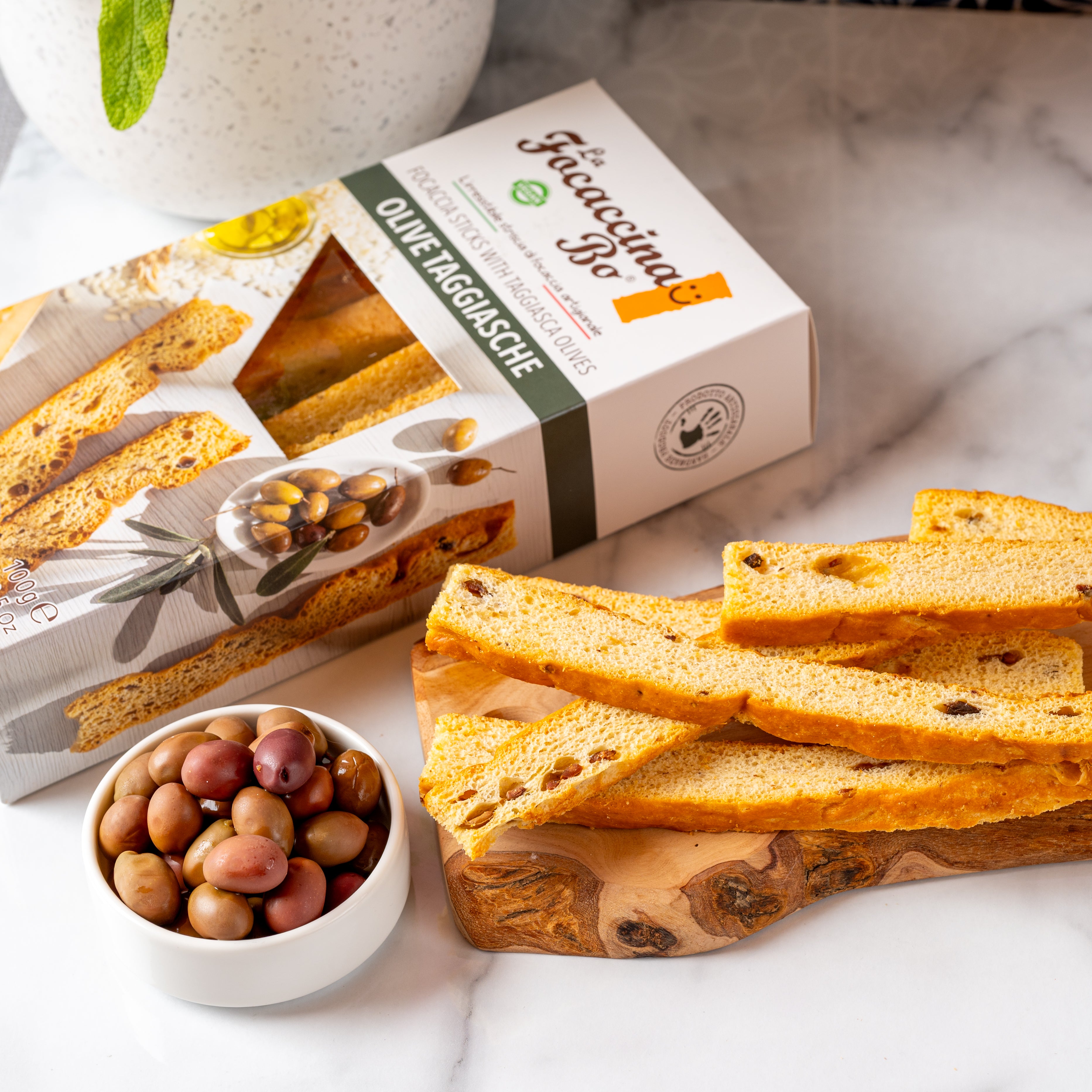 Focaccina Taggiasca Olive - Handmade Focaccia Breadsticks, 100g