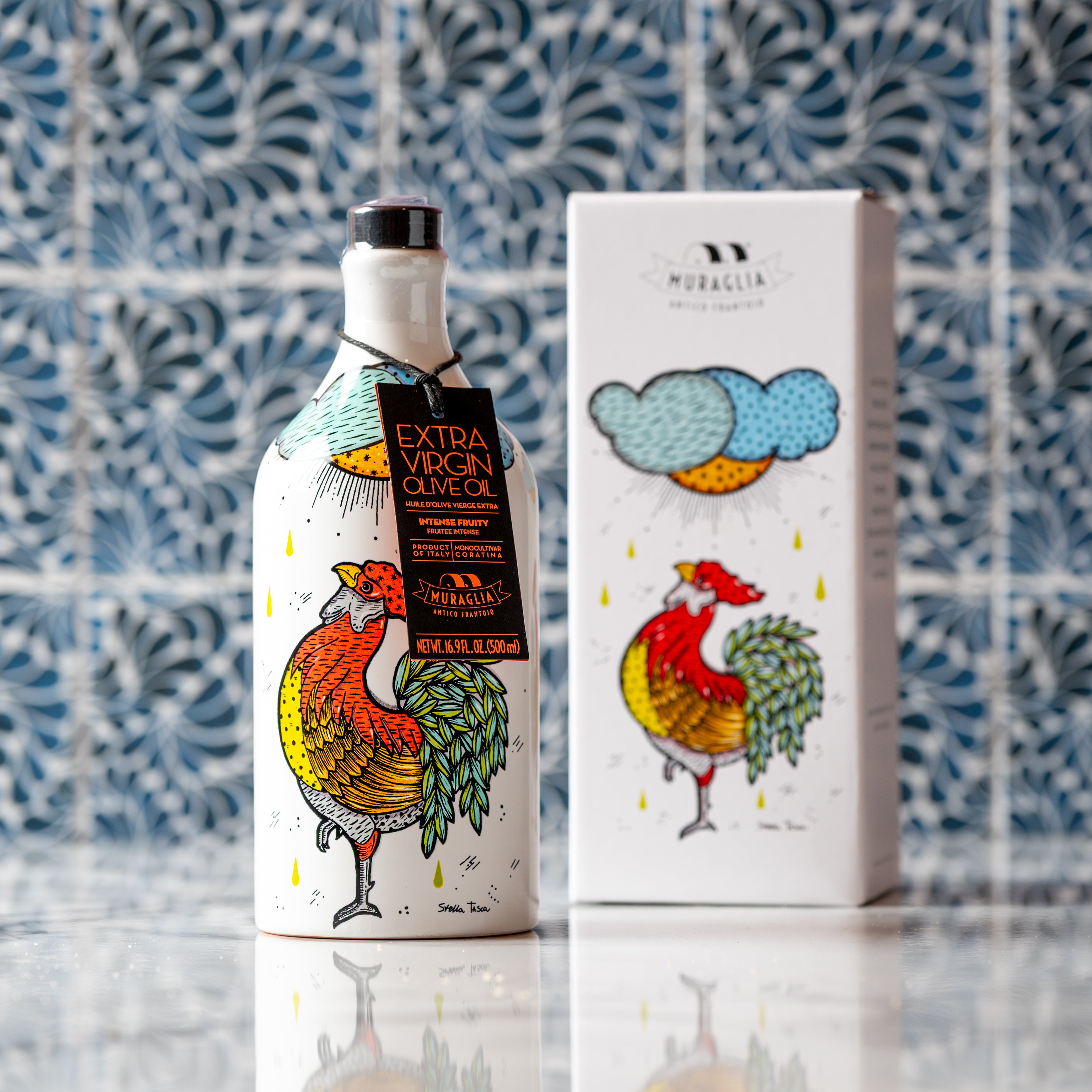 The Rooster (Il Gallo) -  Limited Edition - Muraglia Extra Virgin Olive Oil, 500ml, Hand Painted Ceramic Bottle
