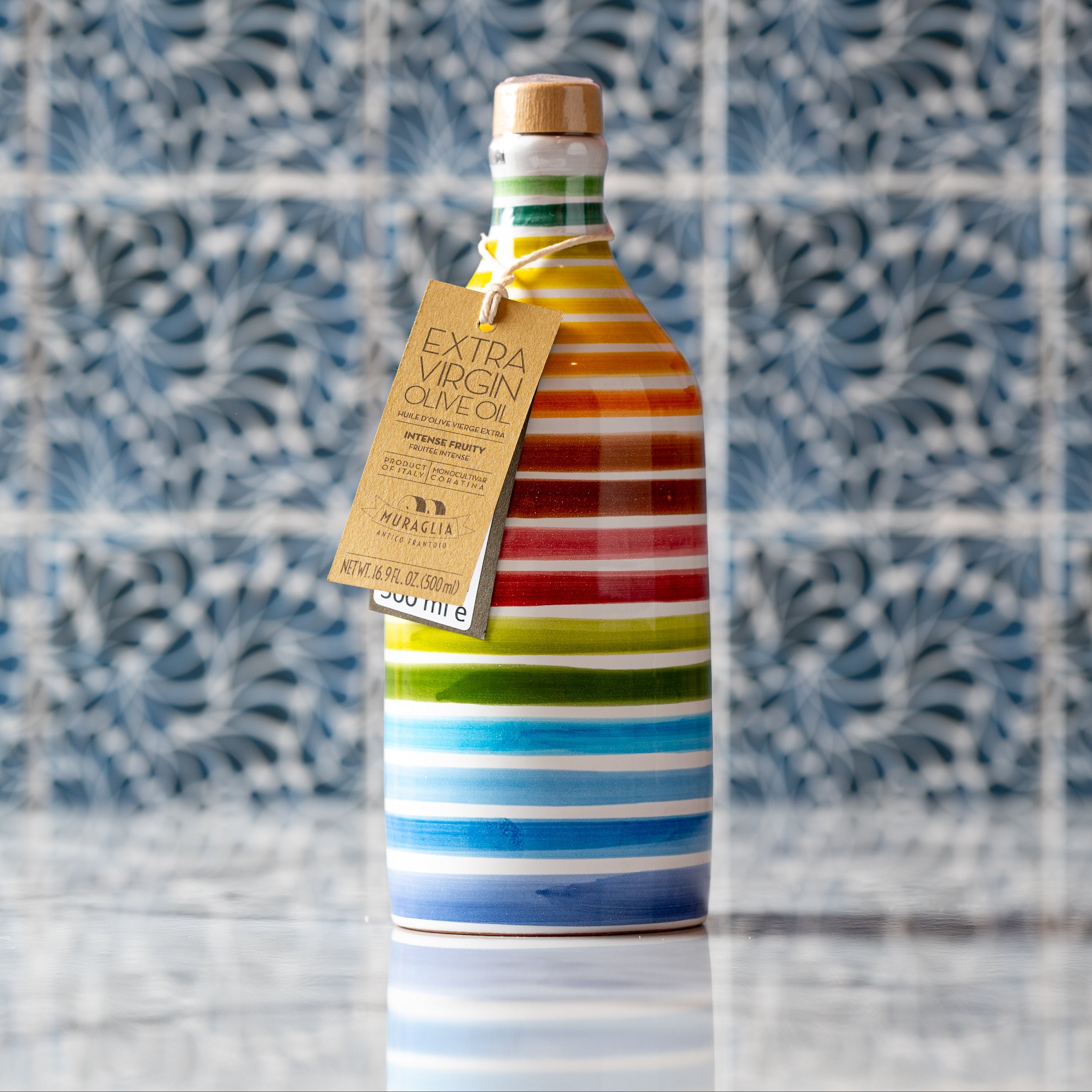 Muraglia, Extra Virgin Olive Oil, Hand Painted Rainbow Bottle, 500ml