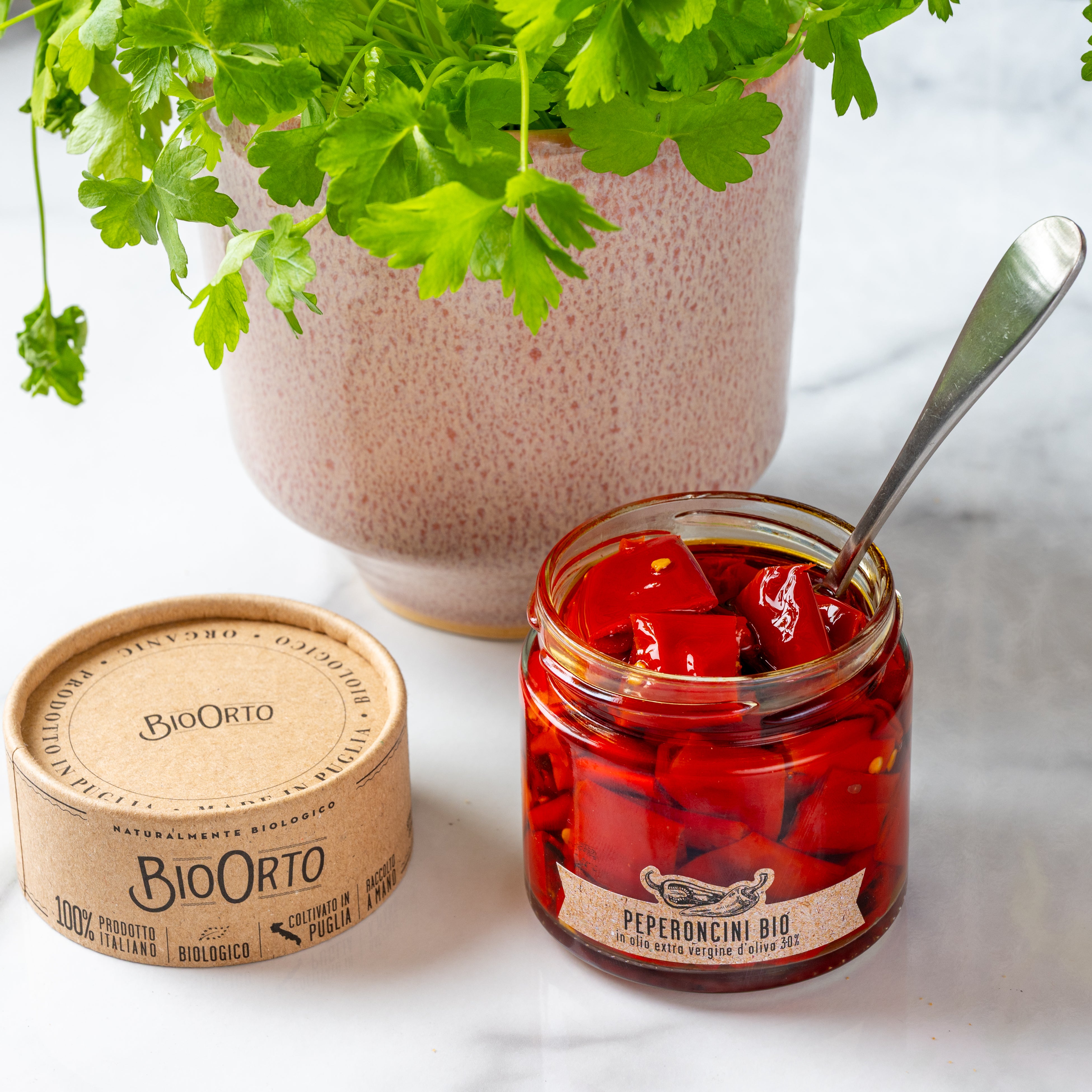Bio Orto, Red Chilli Peppers in oil, 185g