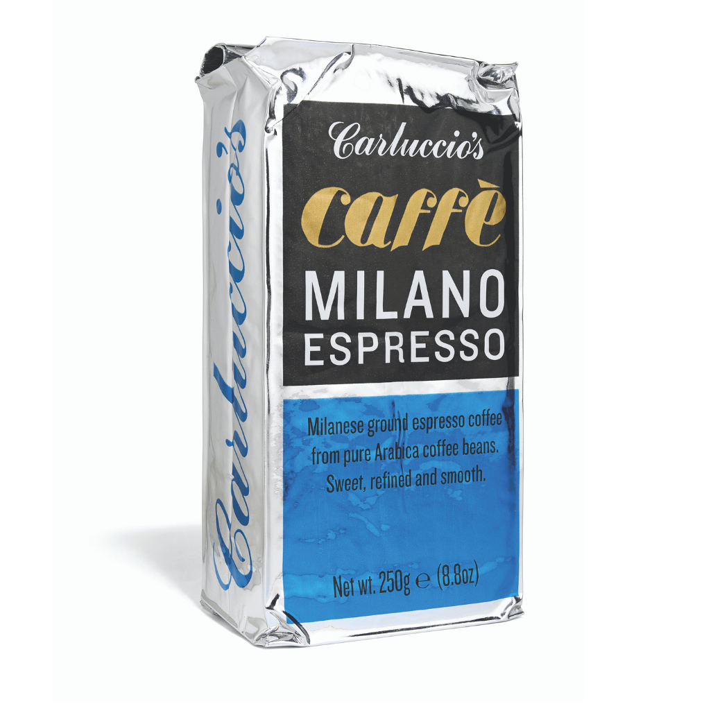 Sweet, refined and smooth. Milanese style ground espresso are made from pure Arabica coffee beans.